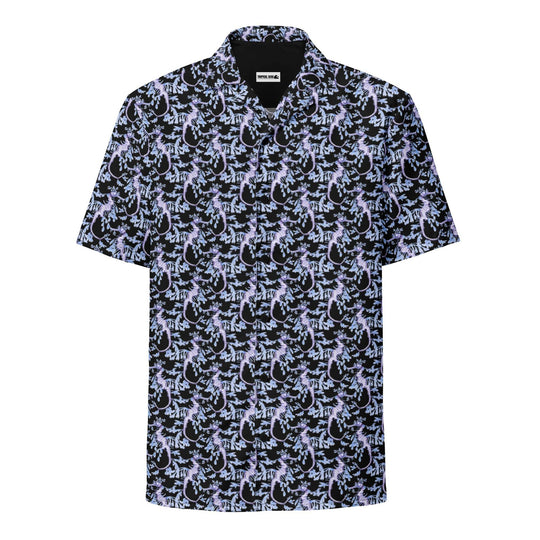 Dark Tide Tropical Black Hawaiian Shirt – Summer Ocean Button-Down - One Revolver Surfboards