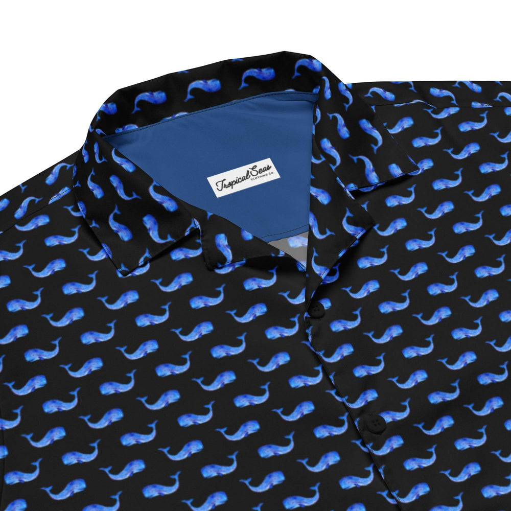 Midnight Whale Party Button Down Hawaiian Shirt - One Revolver Surfboards