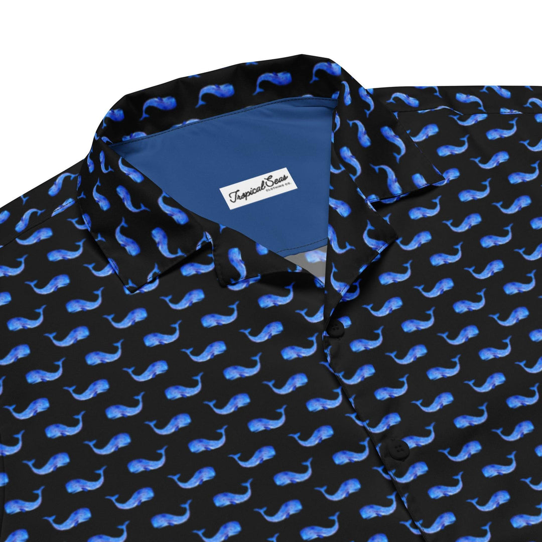 Midnight Whale Party Button Down Hawaiian Shirt - One Revolver Surfboards