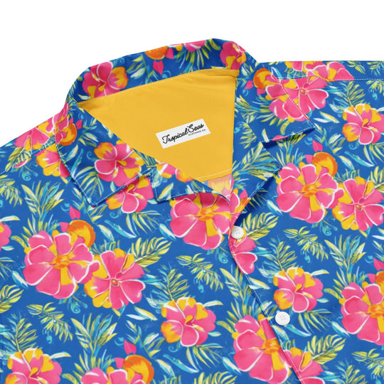 Hibiscus Lagoon Button Down Hawaiian Shirt - One Revolver Surfboards