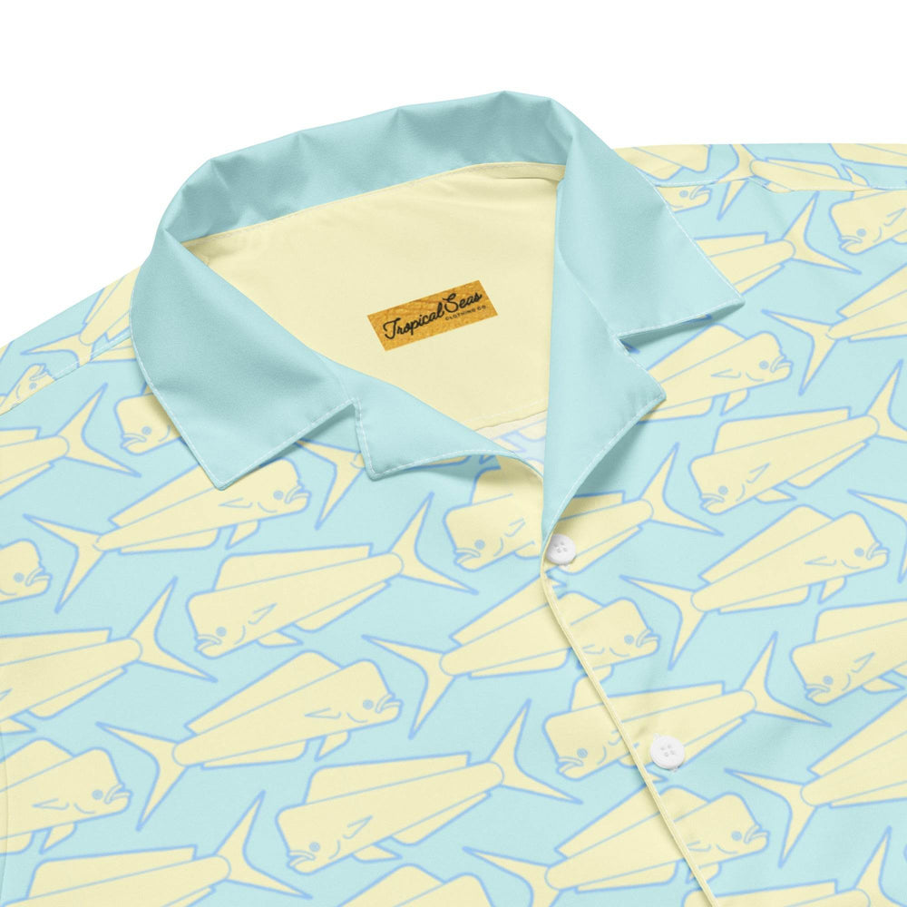 Mahi Mahi Madness Shirt – Performance Button Down Hawaiian Shirt for Men - One Revolver Surfboards