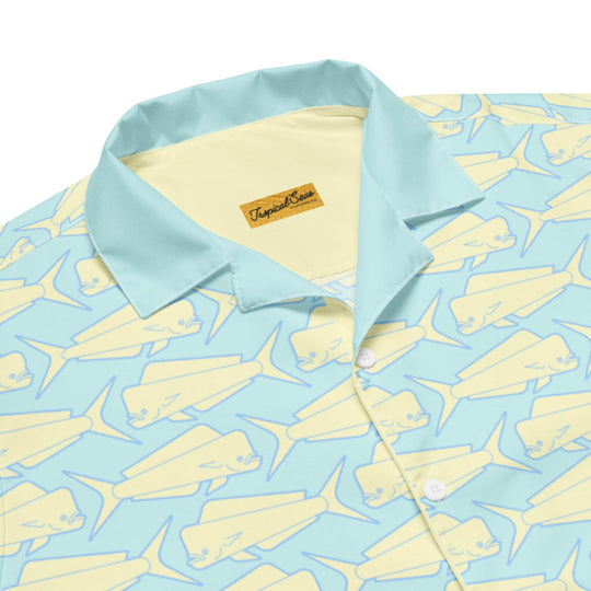 Mahi Mahi Madness Shirt – Performance Button Down Hawaiian Shirt for Men - One Revolver Surfboards