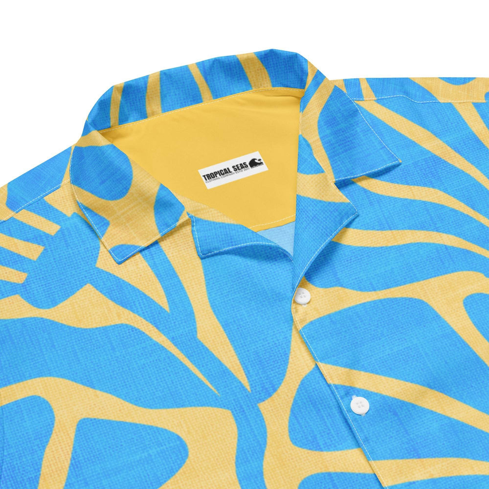 Men's Blue and Gold Ancient Floral Hawaiian Shirt - One Revolver Surfboards