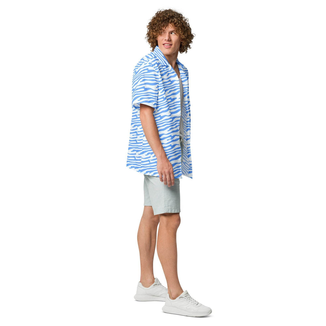 Ocean Blue Button Down Hawaiian Shirt - One Revolver Surfboards