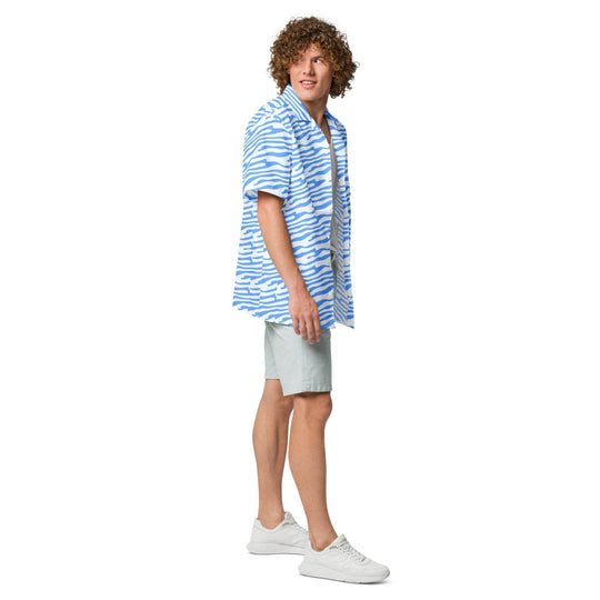 Ocean Blue Button Down Hawaiian Shirt - One Revolver Surfboards