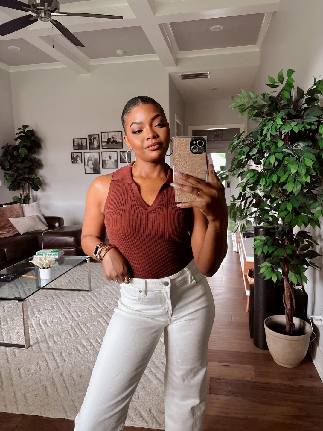 Allison Brown V Neck Sweater Top - FINAL SALE