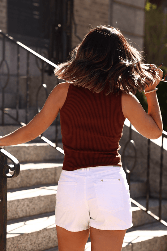 Allison Brown V Neck Sweater Top - FINAL SALE