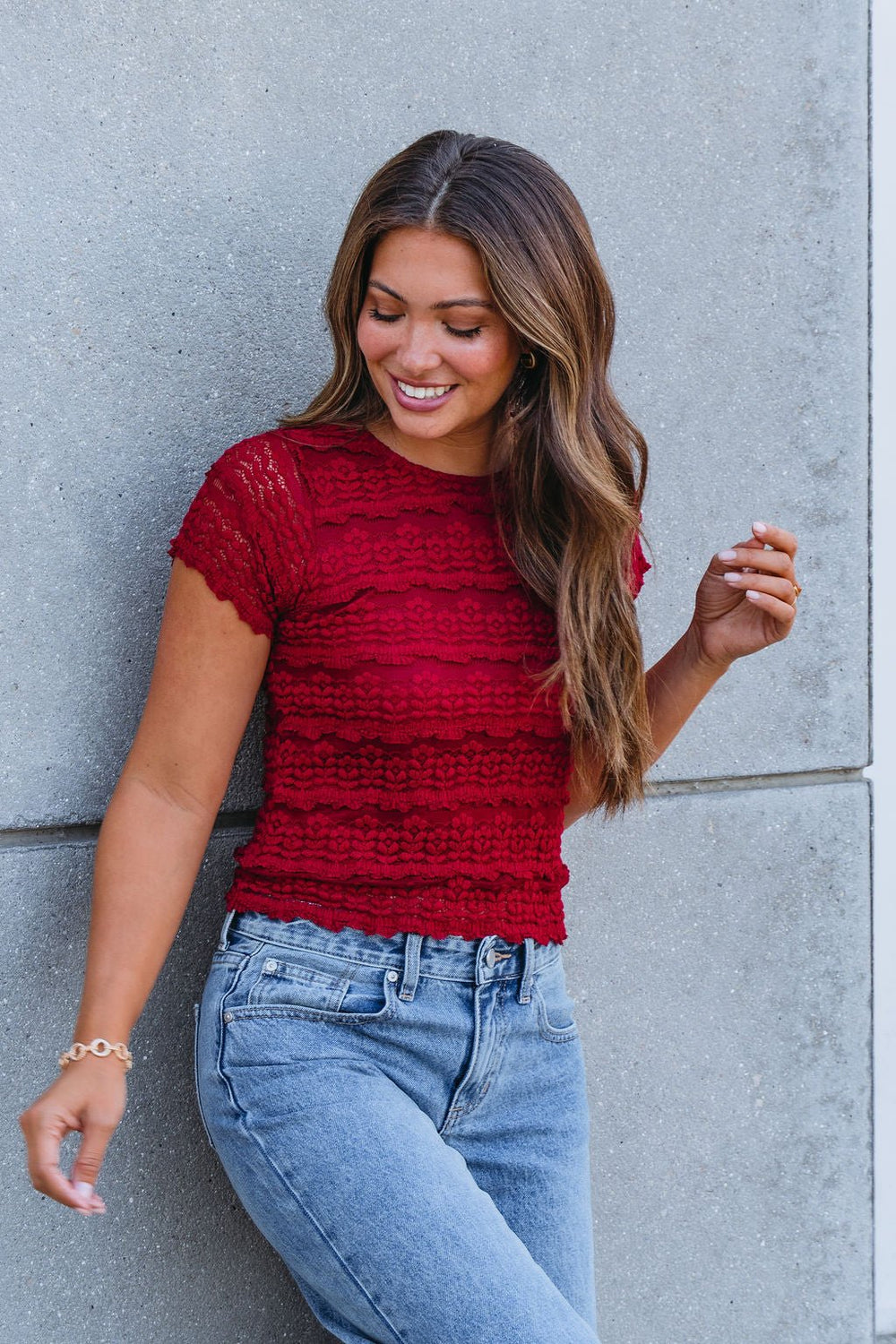 Amara Burgundy High Neck Lace Top - FINAL SALE
