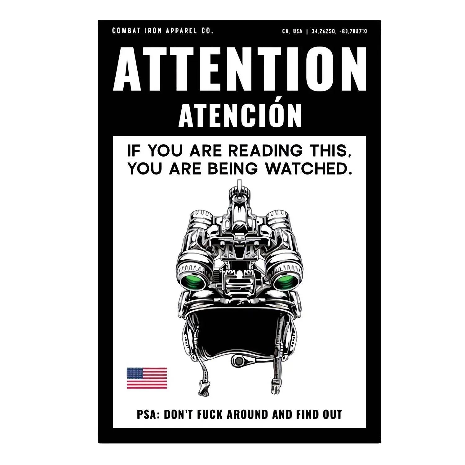 One Revolver Surfboards - Attention You Are Being Watched Decal Sticker DECAL