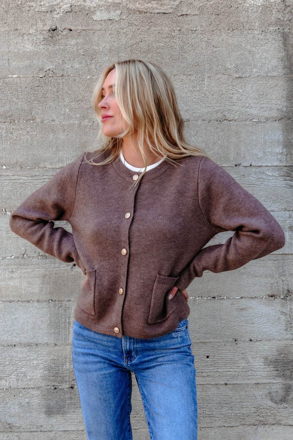 Autumn Button Front Sweater Cardigan - Brown - One Revolver Surfboards