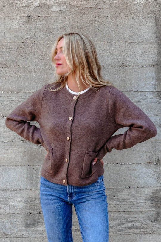 Autumn Button Front Sweater Cardigan - Brown - One Revolver Surfboards
