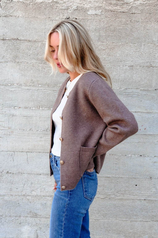 Autumn Button Front Sweater Cardigan - Brown - One Revolver Surfboards
