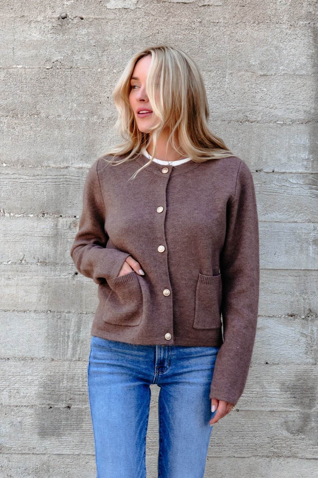 Autumn Button Front Sweater Cardigan - Brown - One Revolver Surfboards