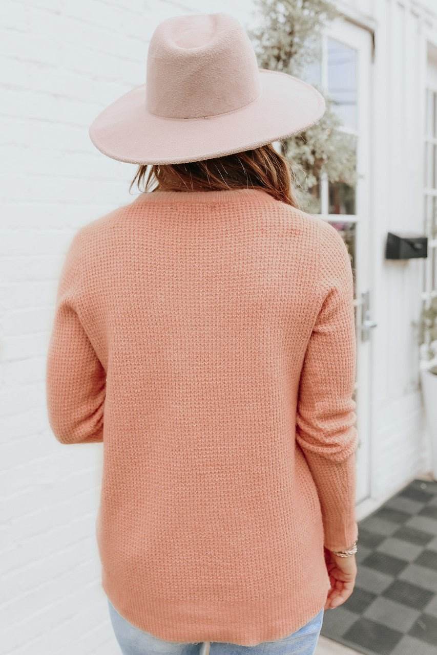 Autumn Glow Brushed Blush Waffle Knit Sweater - One Revolver Surfboards