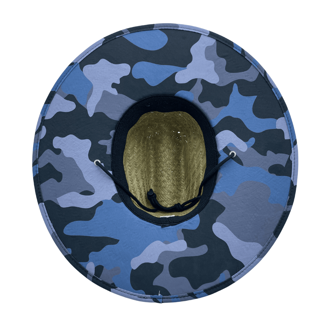 Mens Straw Beach Hat - Blue Camouflage - One Revolver Surfboards
