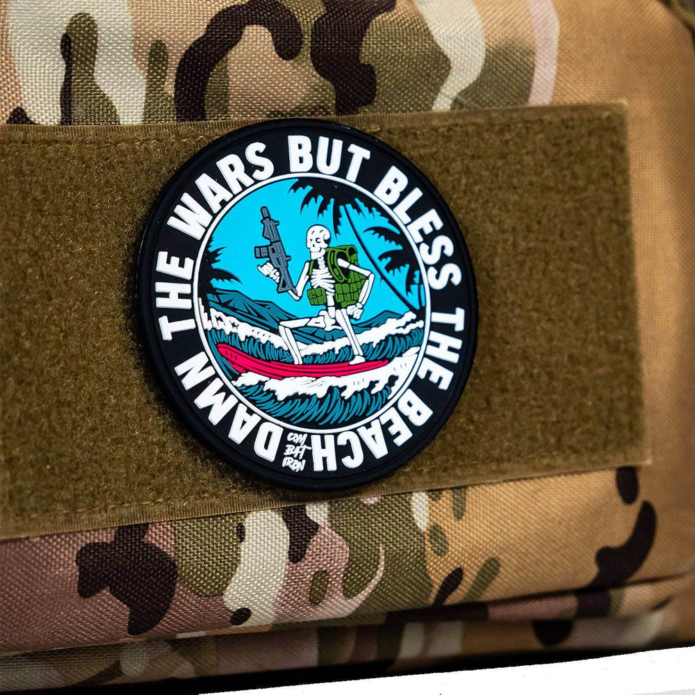 Damn The Wars But Bless The Beach Surfer PVC Patch - One Revolver Surfboards