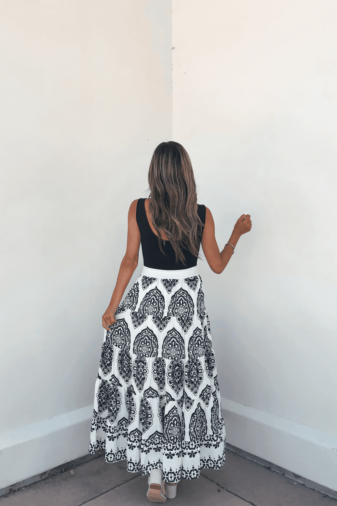 Bella Ivory Print Tiered Maxi Skirt - DOORBUSTER - One Revolver Surfboards