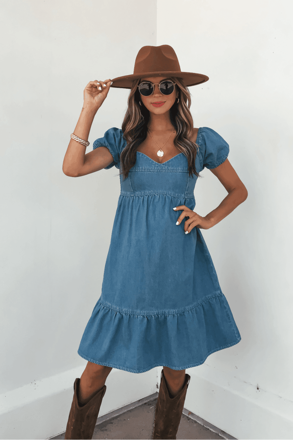 Blue Denim Tiered Mini Dress - DOORBUSTER - One Revolver Surfboards