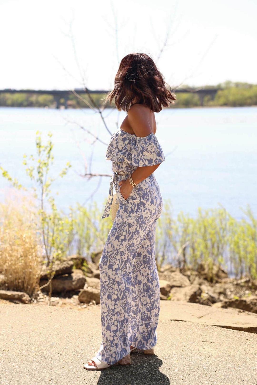 Blue Floral Print Linen Pants - DOORBUSTER - One Revolver Surfboards