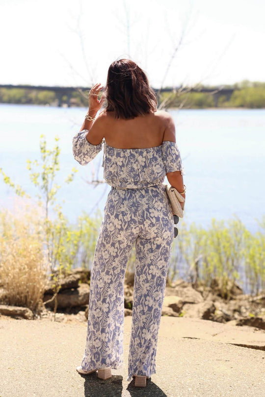 Blue Floral Print Linen Pants - DOORBUSTER - One Revolver Surfboards