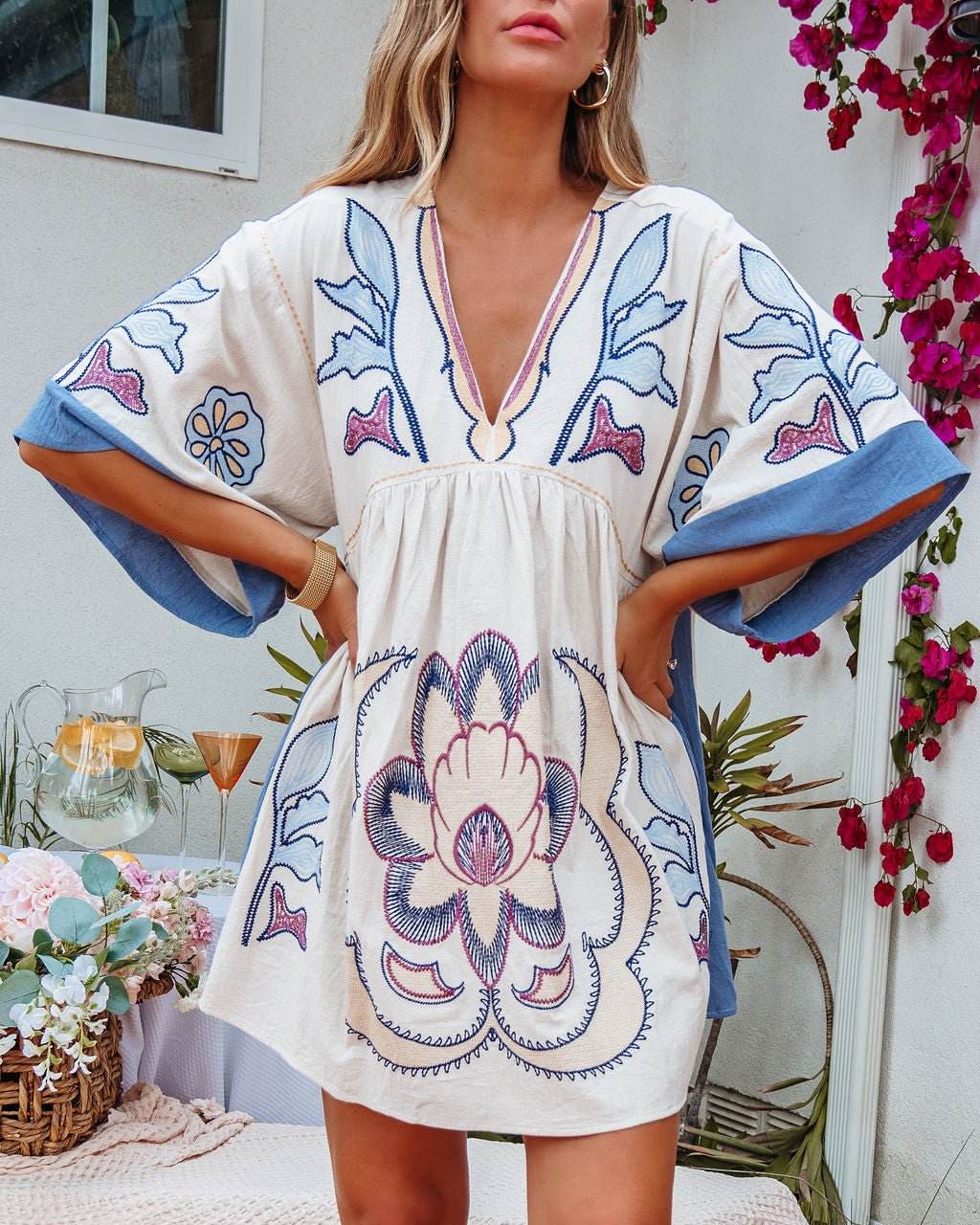 Bluebelle Denim Embroidered Mini Dress - FINAL SALE - One Revolver Surfboards