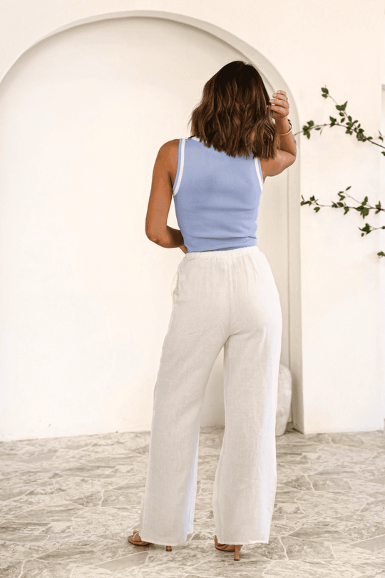 Breezy Linen Wide Leg Pants - White - DOORBUSTER - One Revolver Surfboards