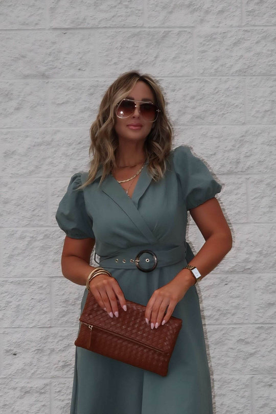 Breland Olive Belted Midi Dress - One Revolver Surfboards