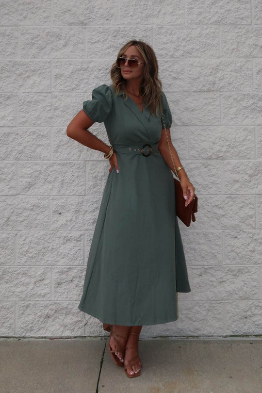 Breland Olive Belted Midi Dress - One Revolver Surfboards
