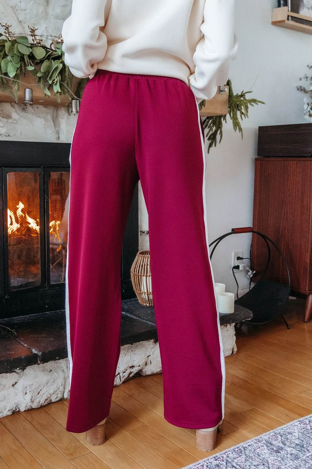 Burgundy Striped Athleisure Pants - DOORBUSTER - One Revolver Surfboards