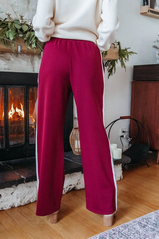 Burgundy Striped Athleisure Pants - DOORBUSTER - One Revolver Surfboards