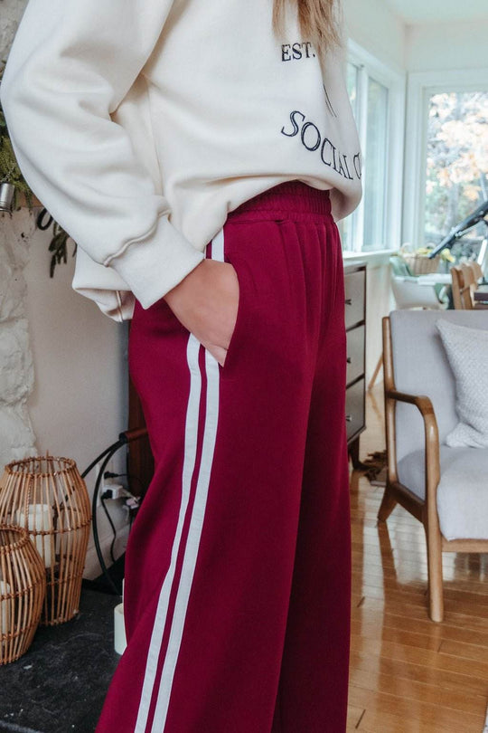 Burgundy Striped Athleisure Pants - DOORBUSTER - One Revolver Surfboards