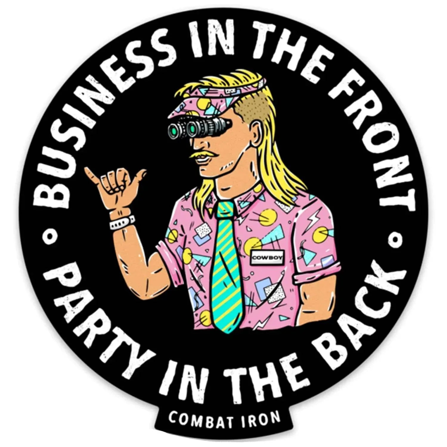 One Revolver Surfboards - BUSINESS IN THE FRONT. PARTY IN THE BACK. Rocker with Nods Decal DECAL