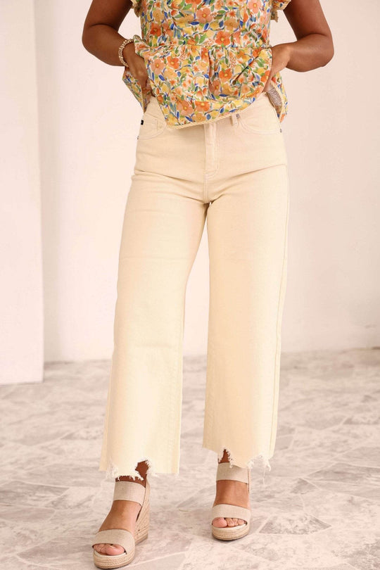 Butter Yellow High Rise Wide Leg Jeans - FINAL SALE - One Revolver Surfboards