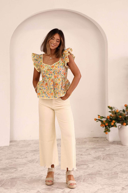 Butter Yellow High Rise Wide Leg Jeans - FINAL SALE - One Revolver Surfboards