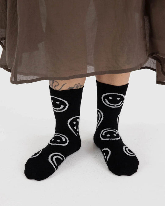 Baggu Crew Sock - Black Happy - One Revolver Surfboards