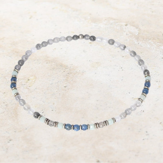 "Calm" Kyanite and Quartz Crystal Anklet