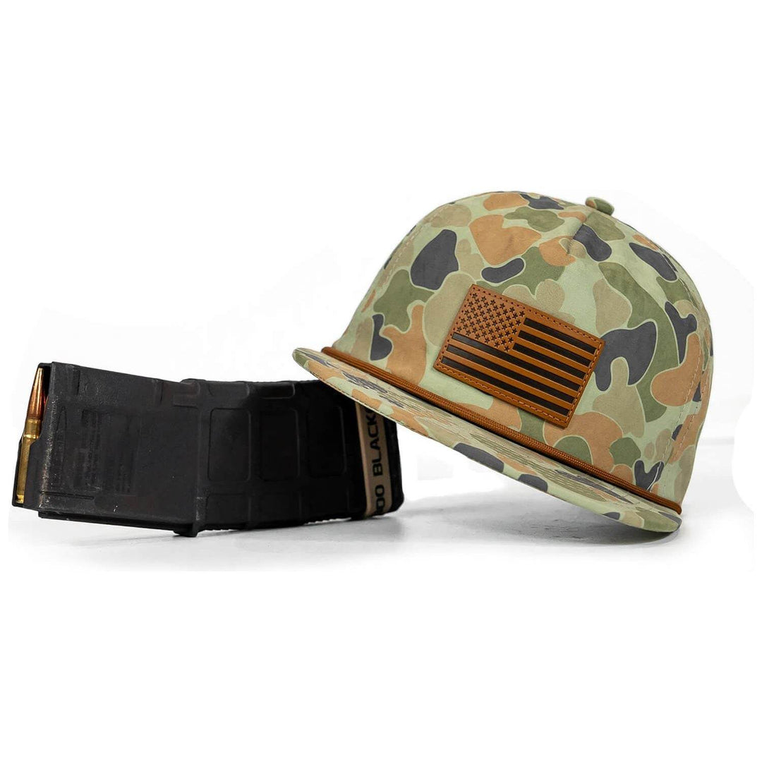 American Flag Leather Patch Crushable Rope Snapback Hat - One Revolver Surfboards