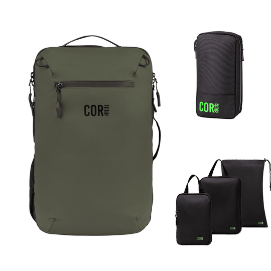 Island Hopper Travel Bundle - Backpack + Toiletry Bag + Compression Packing Cubes with YKK - Backpacks - One Revolver Surfboards