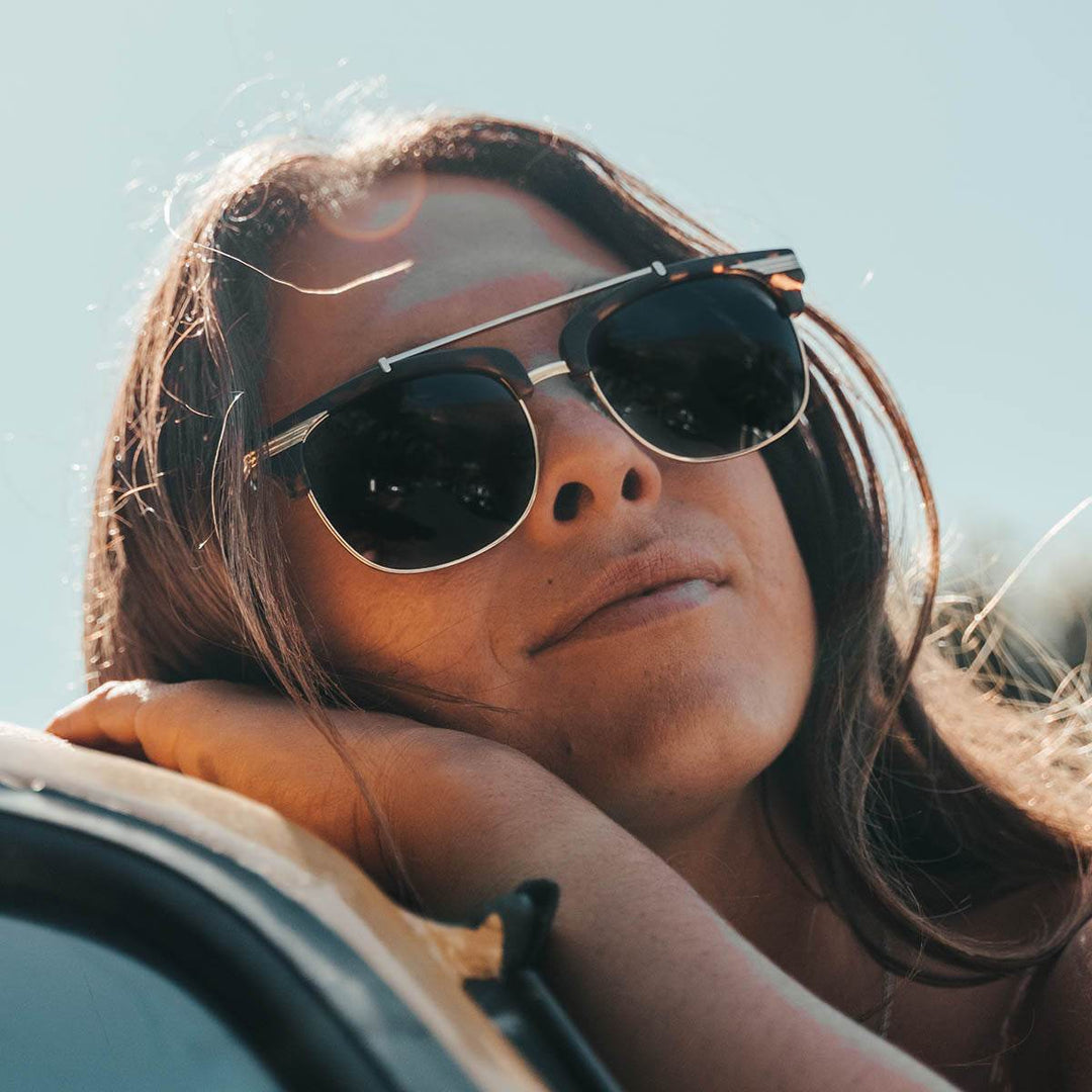 Tortoise Shell Gold - Jet Black Lens Polarized - Castaway - One Revolver Surfboards