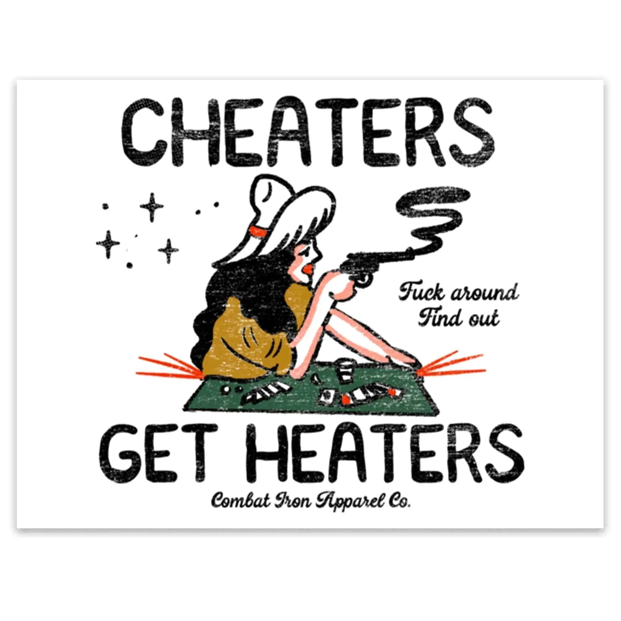 Cheaters Get Heaters Cowboy Colored Decal - One Revolver Surfboards