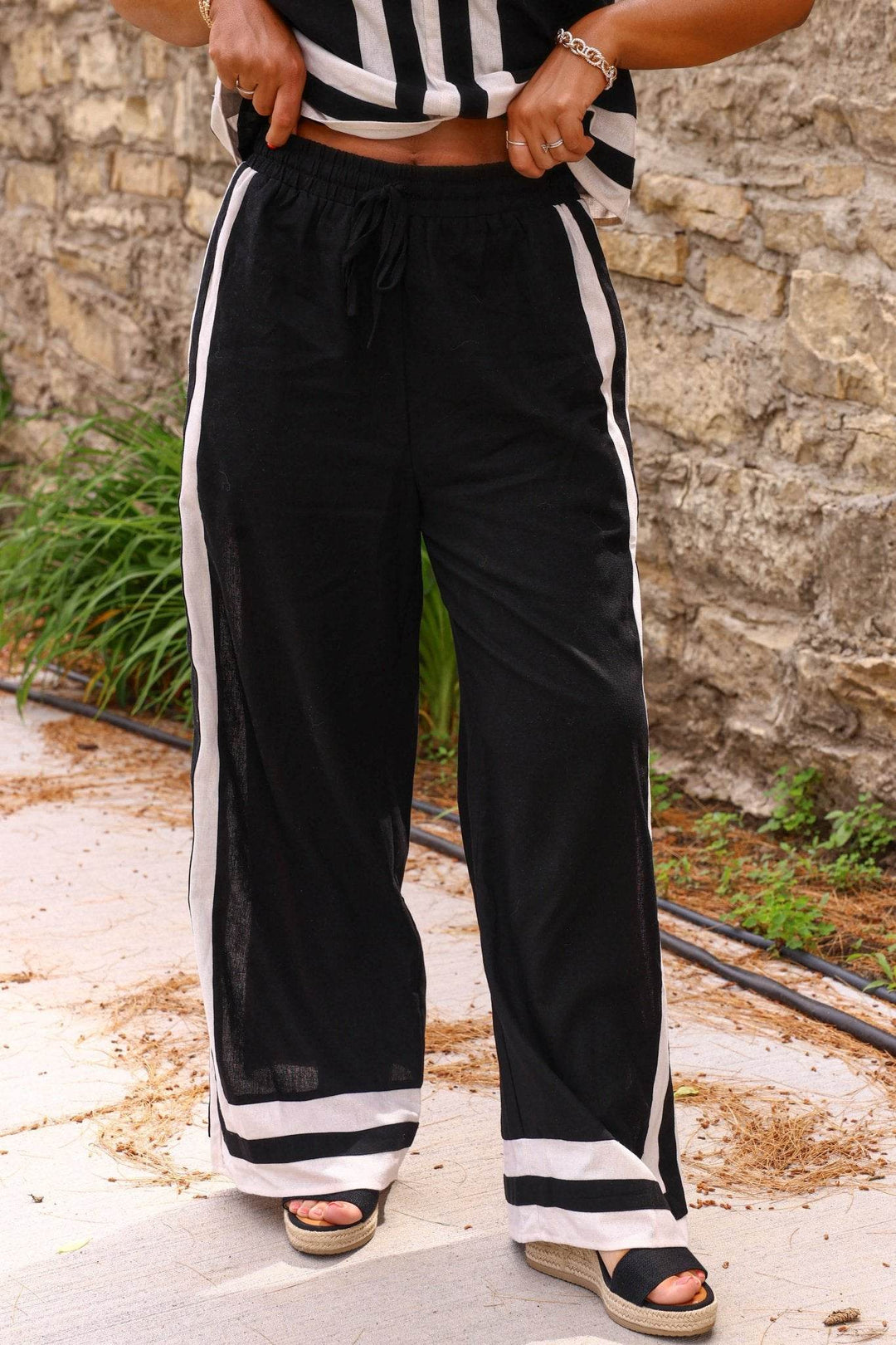 Cheyanne Black and White Linen Pants - FINAL SALE - One Revolver Surfboards