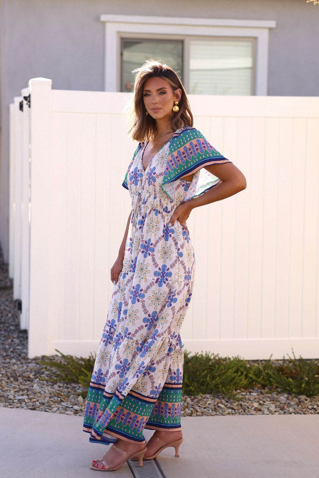 Claire Blue Print Tiered Maxi Dress - DOORBUSTER - One Revolver Surfboards