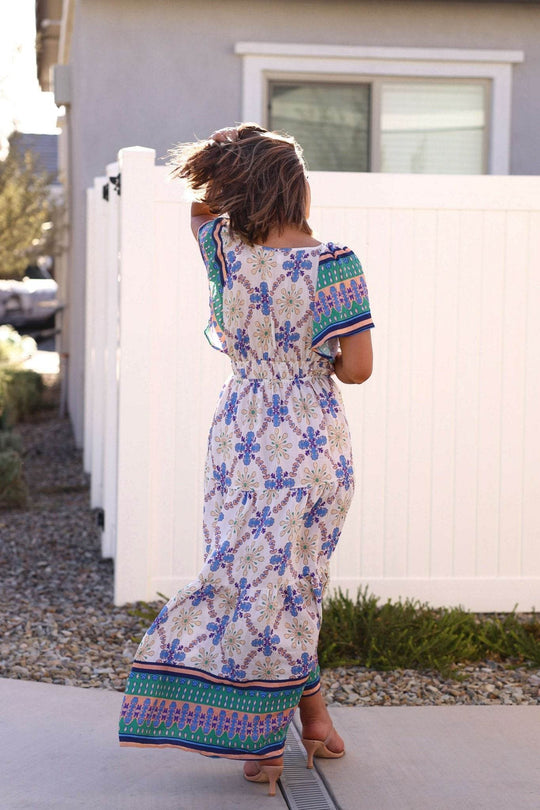 Claire Blue Print Tiered Maxi Dress - DOORBUSTER - One Revolver Surfboards