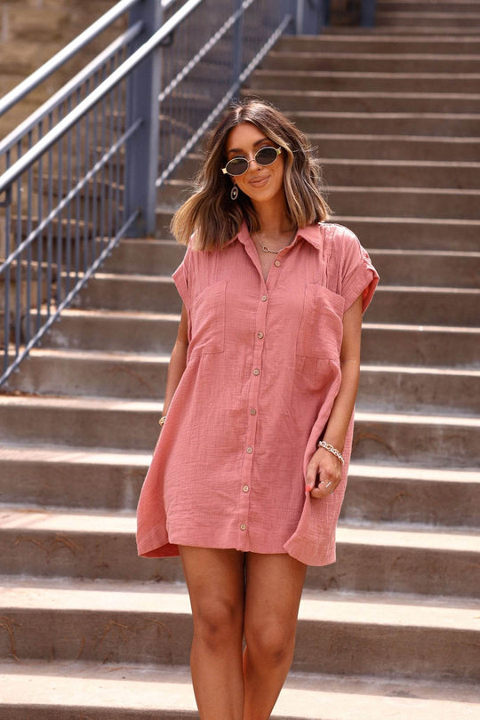 Clay Belle Button Down Tunic Mini Dress - FINAL SALE - One Revolver Surfboards