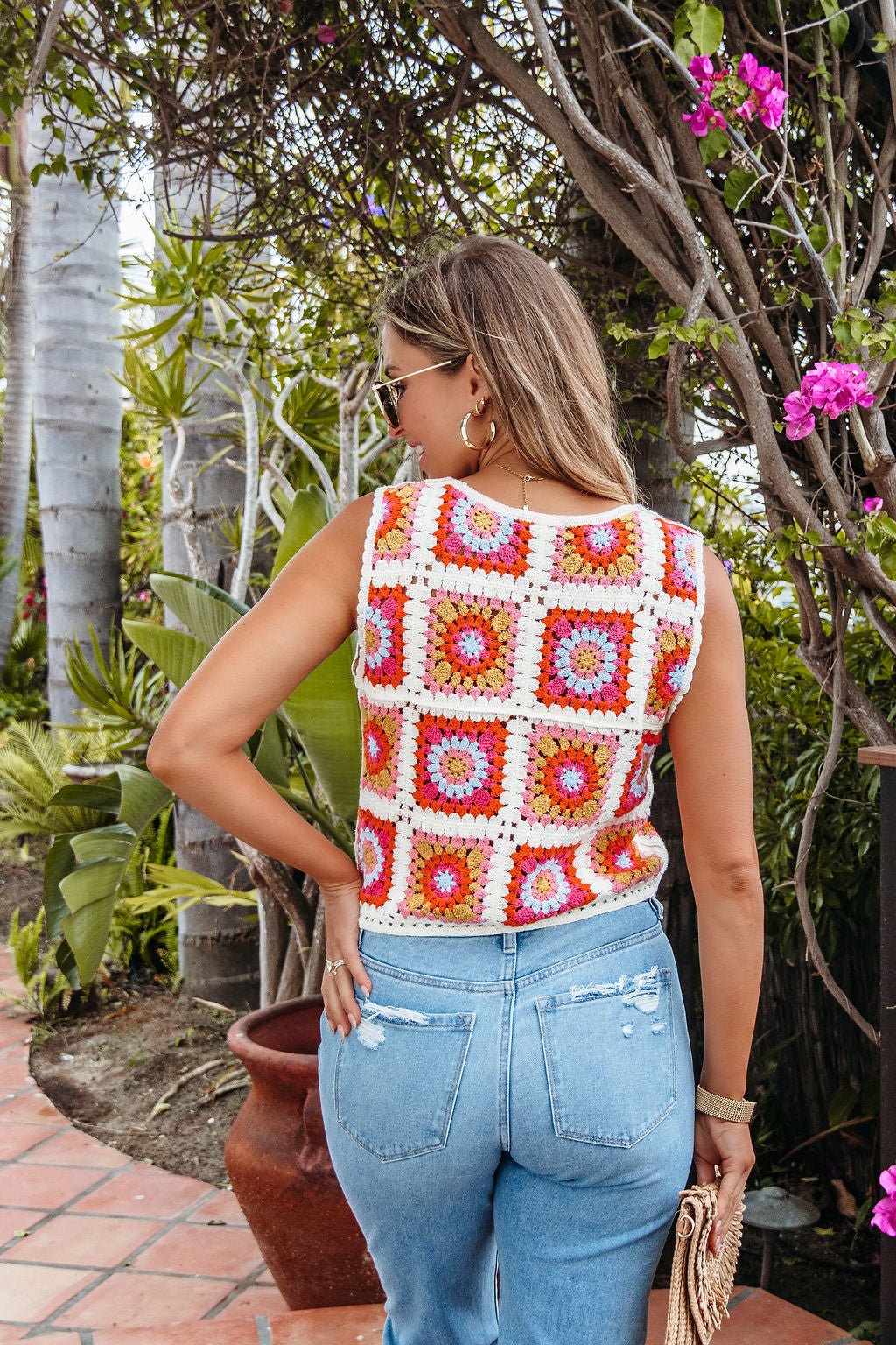 Clementine Multi Color Crochet Patchwork Vest - FINAL SALE
