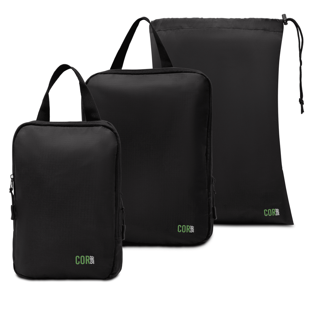 Island Hopper Travel Bundle - Backpack + Toiletry Bag + Compression Packing Cubes with YKK - Backpacks - One Revolver Surfboards