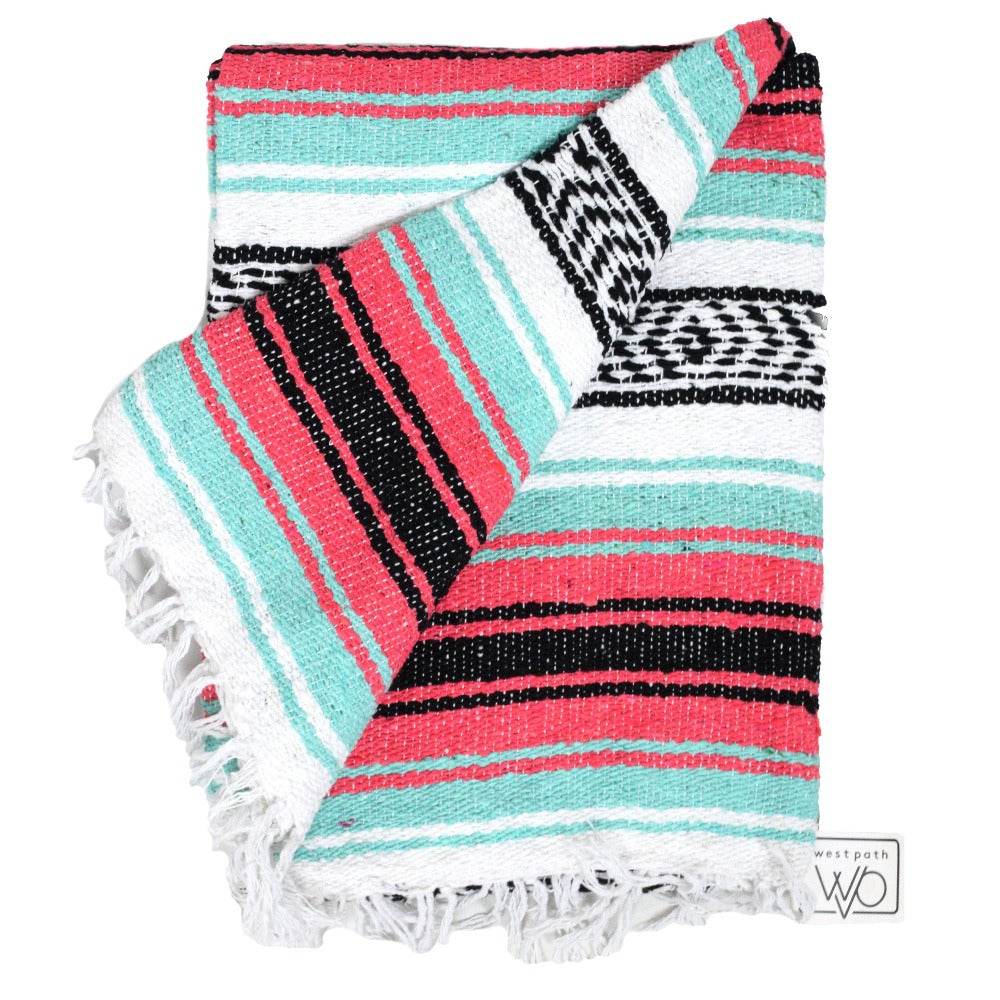 Seafoam Green & Coral Mexican Falsa Blanket - One Revolver Surfboards
