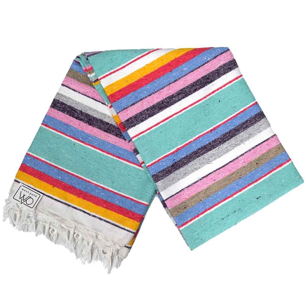 100% Cotton Serape Blanket - Mint Pastel - One Revolver Surfboards