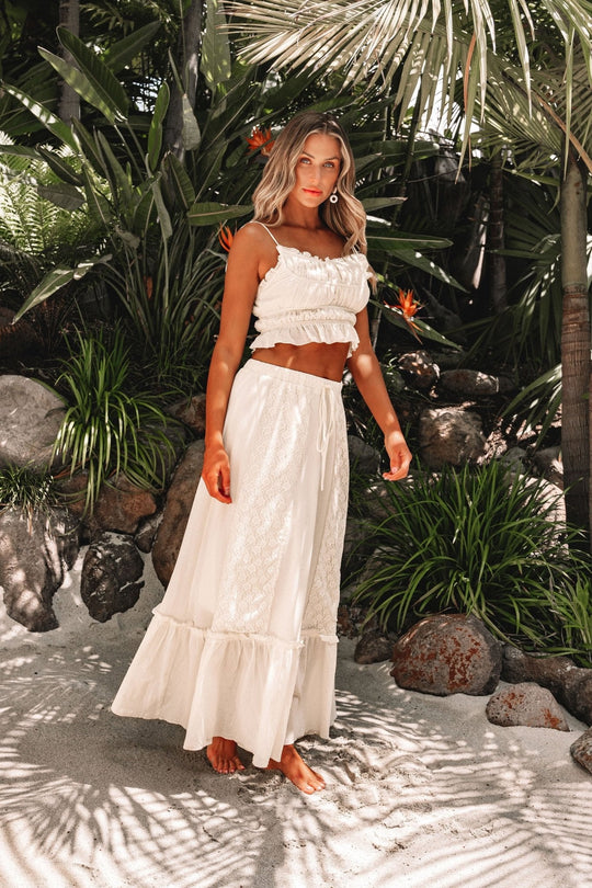 Cream Floral Ruffled Trim Lace Cami - DOORBUSTER