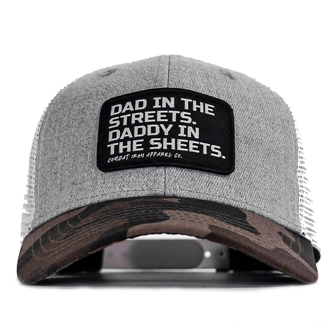 Dad In The Streets. Daddy In The Sheets. Black Patch Snapback Hat - One Revolver Surfboards